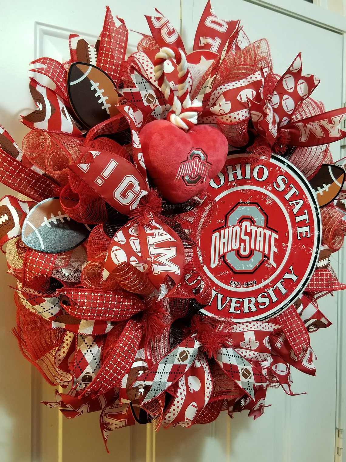 Ohio State Wreath Front door decor Sports team wreath Etsy