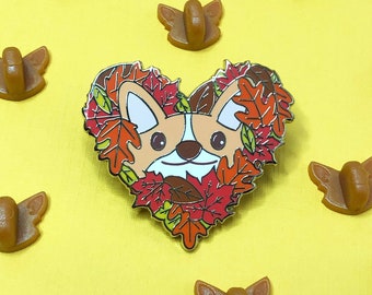 Autumn Corgi Enamel Pin