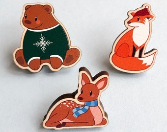 Cozy Critters Wooden Pins