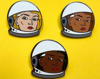Space Girl Astronaut Enamel Pins