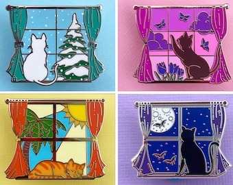 Seasonal Cat Enamel Pins