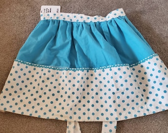 Vintage 1950s Apron Turquoise polka dot