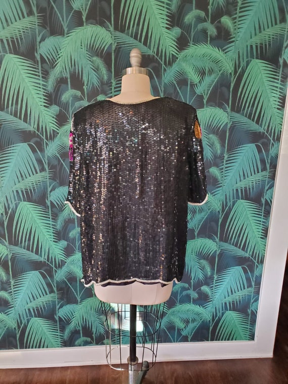 Fancy Black Sequined 80’s Top - image 2