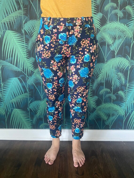 1990s Dark Floral Pants