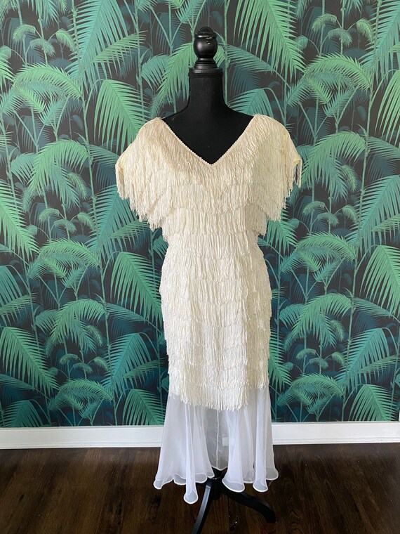 80’s Ivory Fringe Dress