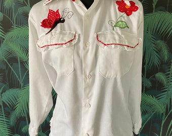 70’s Appliqué Western Blouse