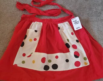 Vintage 1950s Apron red polka dot