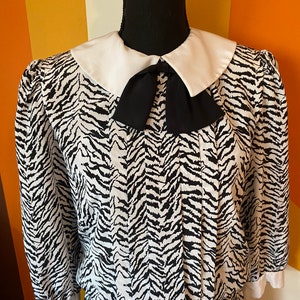 White Tiger Print 80s Dress image 1