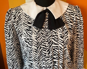 White Tiger Print 80’s Dress