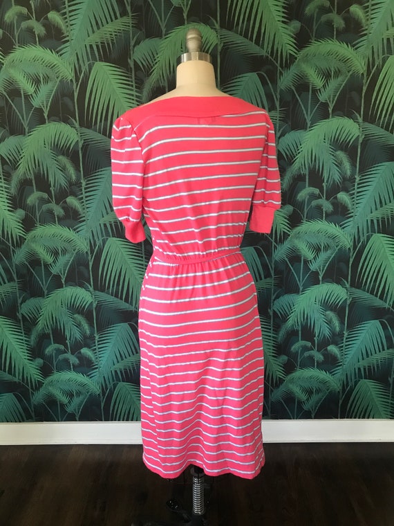 80's Pink and White Striped Knit Dress - image 2