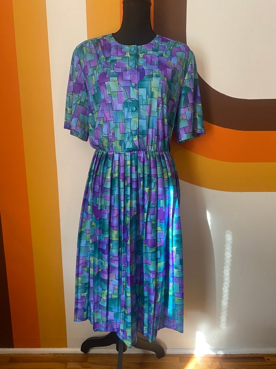 80’s Geometric Print Dress