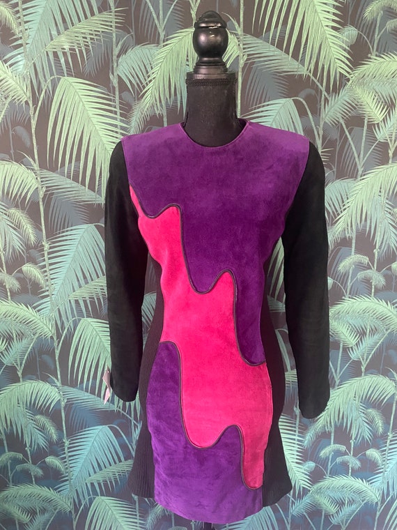 80s Suede and Sweater Mini Dress