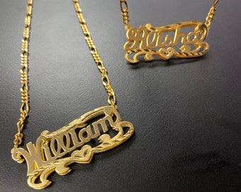 Plate Necklace Real Solid Gold Name Necklace Custom Nameplate