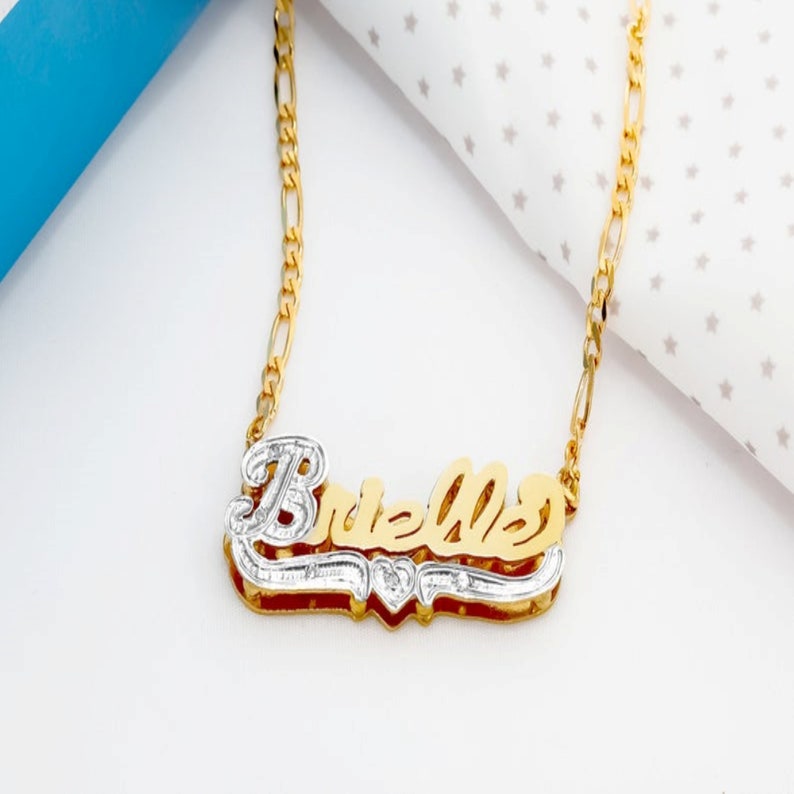 Name Plate Necklace 14k Gold Nameplate Necklace Custom Etsy