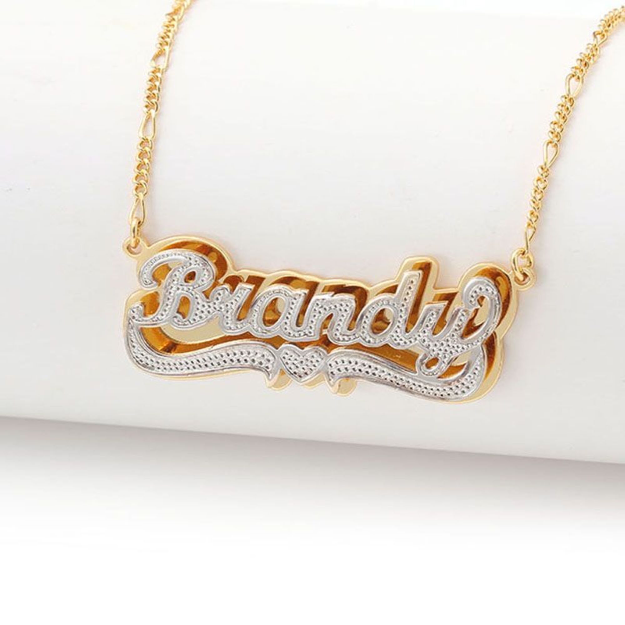 NAMEPLATE NECKLACE Double Plated Name Necklace Name Plate Necklace