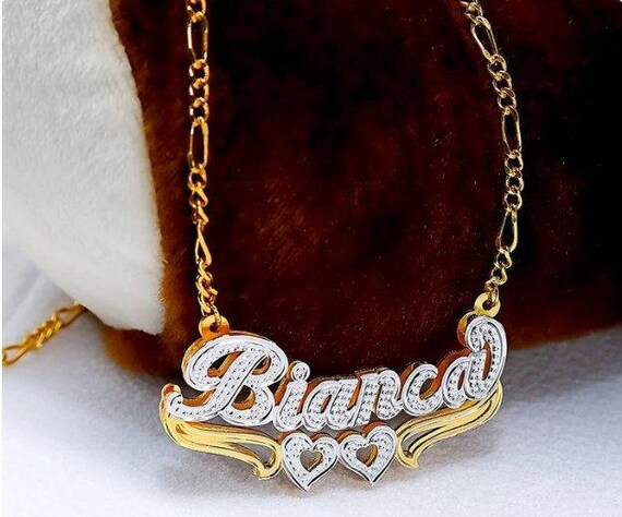 Silver double plated name necklace best sale