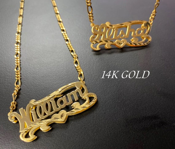 Name plate Necklace- 14k Gold Nameplate Necklace- Custom Necklace- Name Necklace- Double Plated Name Necklace- Custom Jewelry- Nameplate