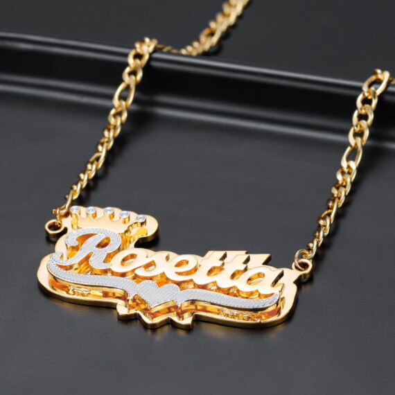 Double plated clearance name necklace 14k