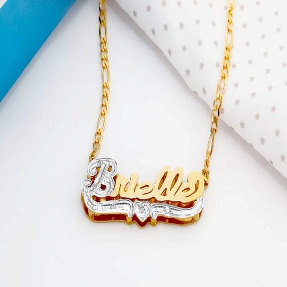 14k gold nameplate necklace deals
