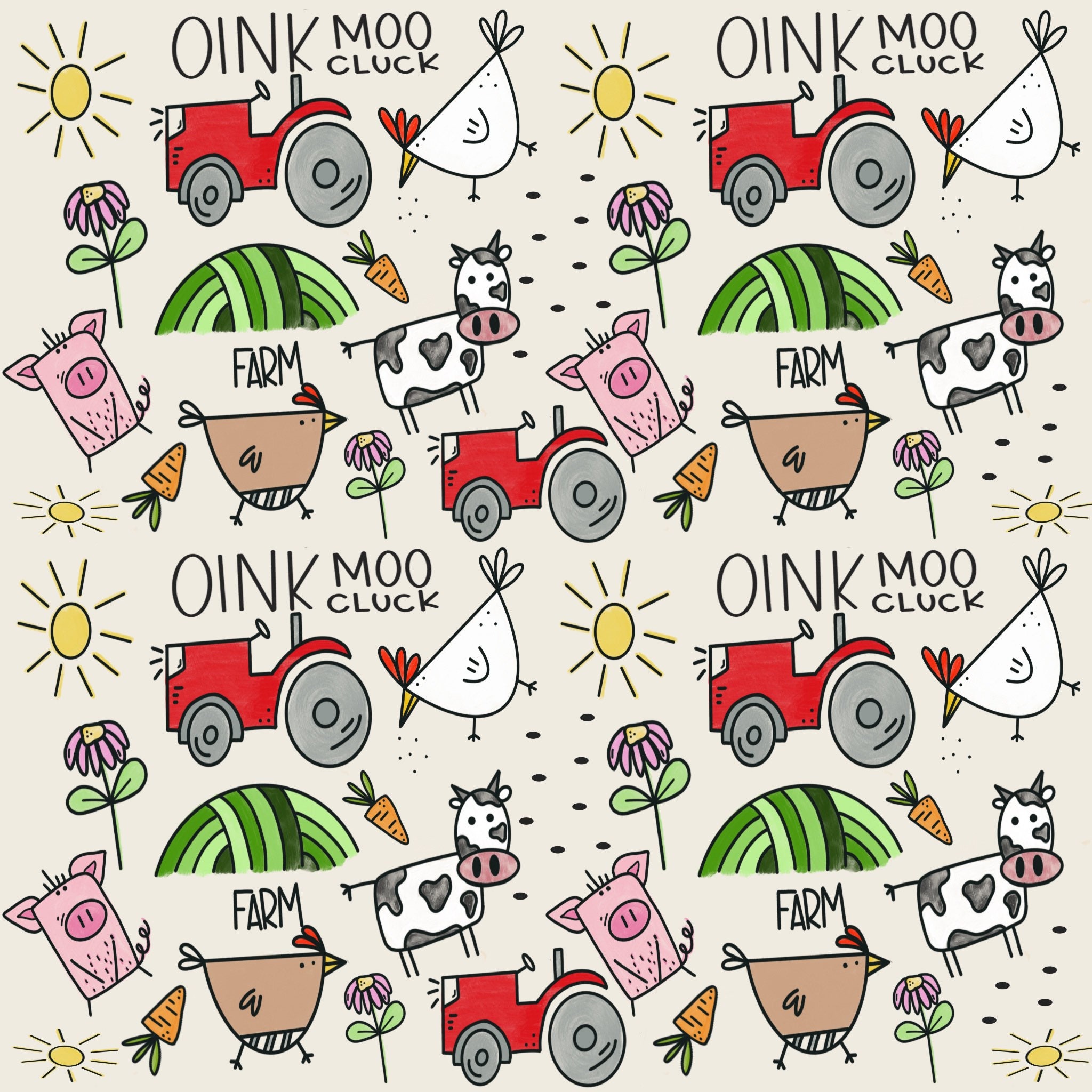 Seamless Farm Pattern Etsy