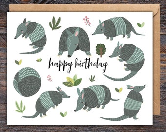 Armadillo Birthday Card with envelope, cutest greeting card for happy birthday celebration