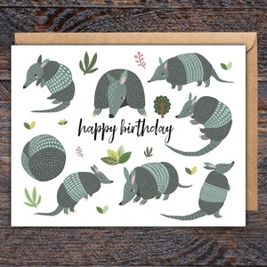 Armadillo Birthday Card with envelope, cutest greeting card for happy birthday celebration