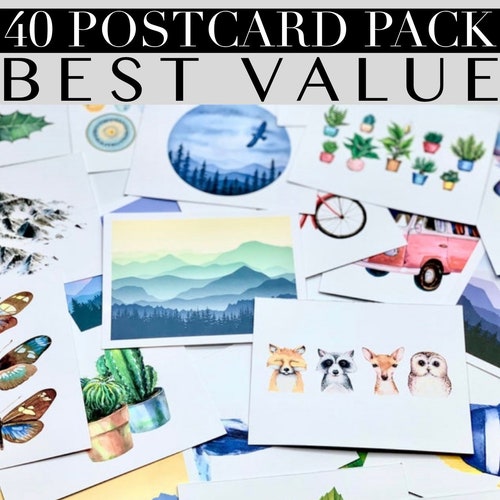 Bulk Assorted Postcards 40 Pack Postcards Assorted Etsy