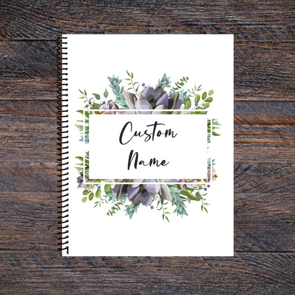 Personalized Floral Spiral Notebooks with name: perfect for gifting, holidays, birthdays, employees, businesses and events