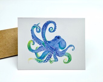 Octopus Memo Pad Note Card Holder Engraved Sea Life Gift 248