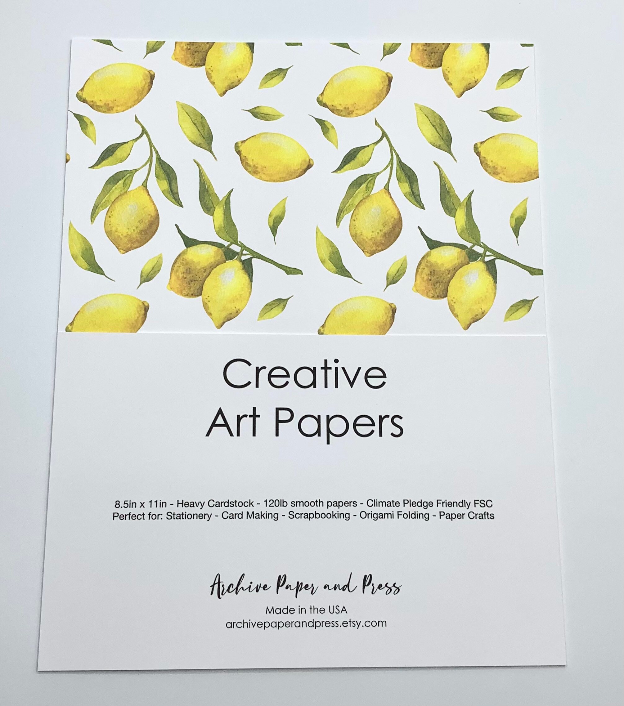 Lemon Stationery Papers 8.5in x 11in 120lb Heavy Cardstock Etsy