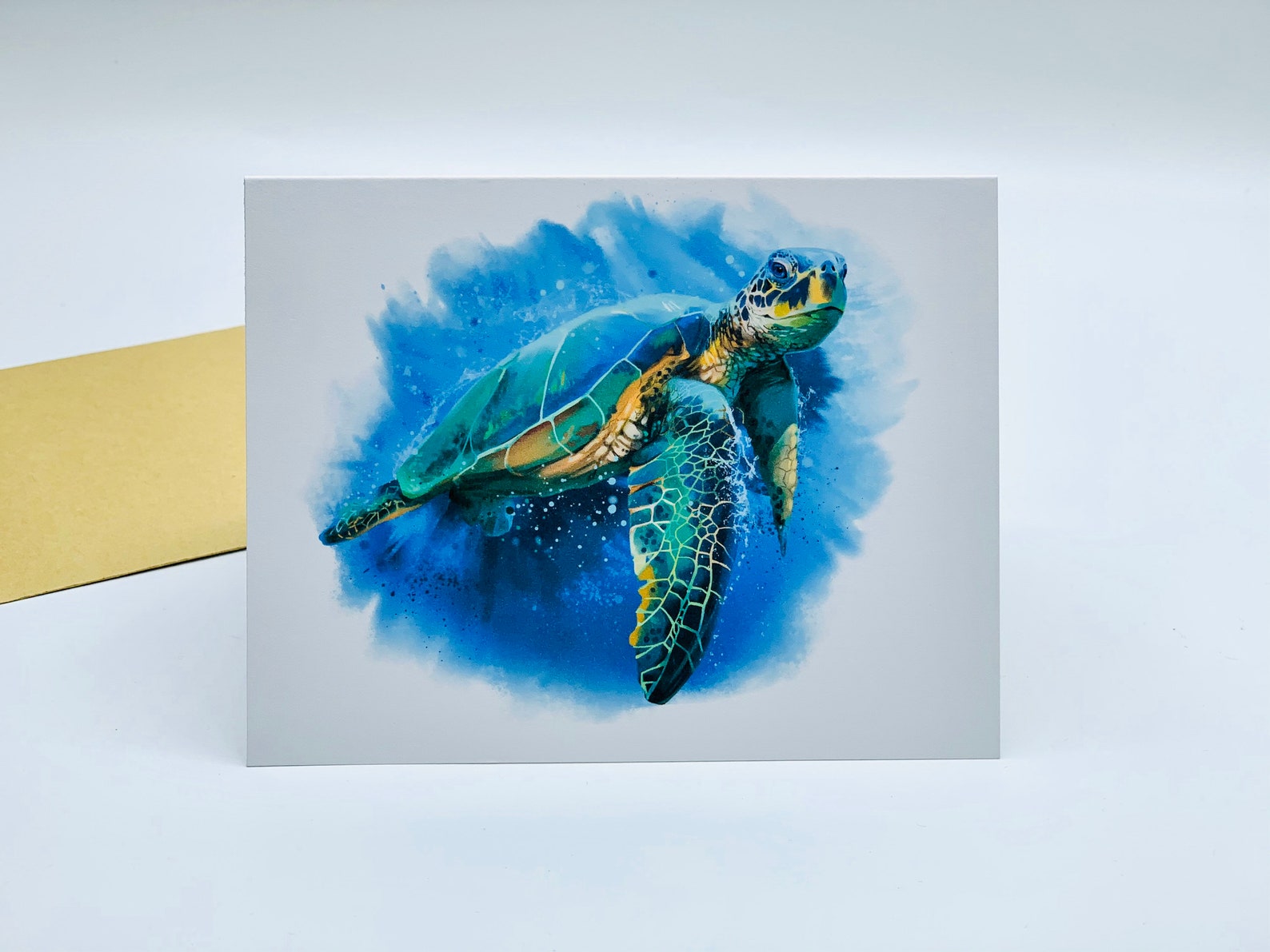 Sea Turtle Cards Tortoise Greeting Card Ocean Blue Sea Hawaii Etsy