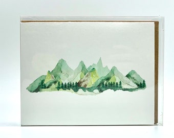 Watercolor Mountains Greeting Card with envelopes stationery note cards