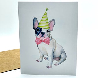 Birthday Card, French bulldog bday, frenchie, cute birthday Greeting cards, Cards with envelopes, Stationery, gifts, bulk cards, bulk gifts