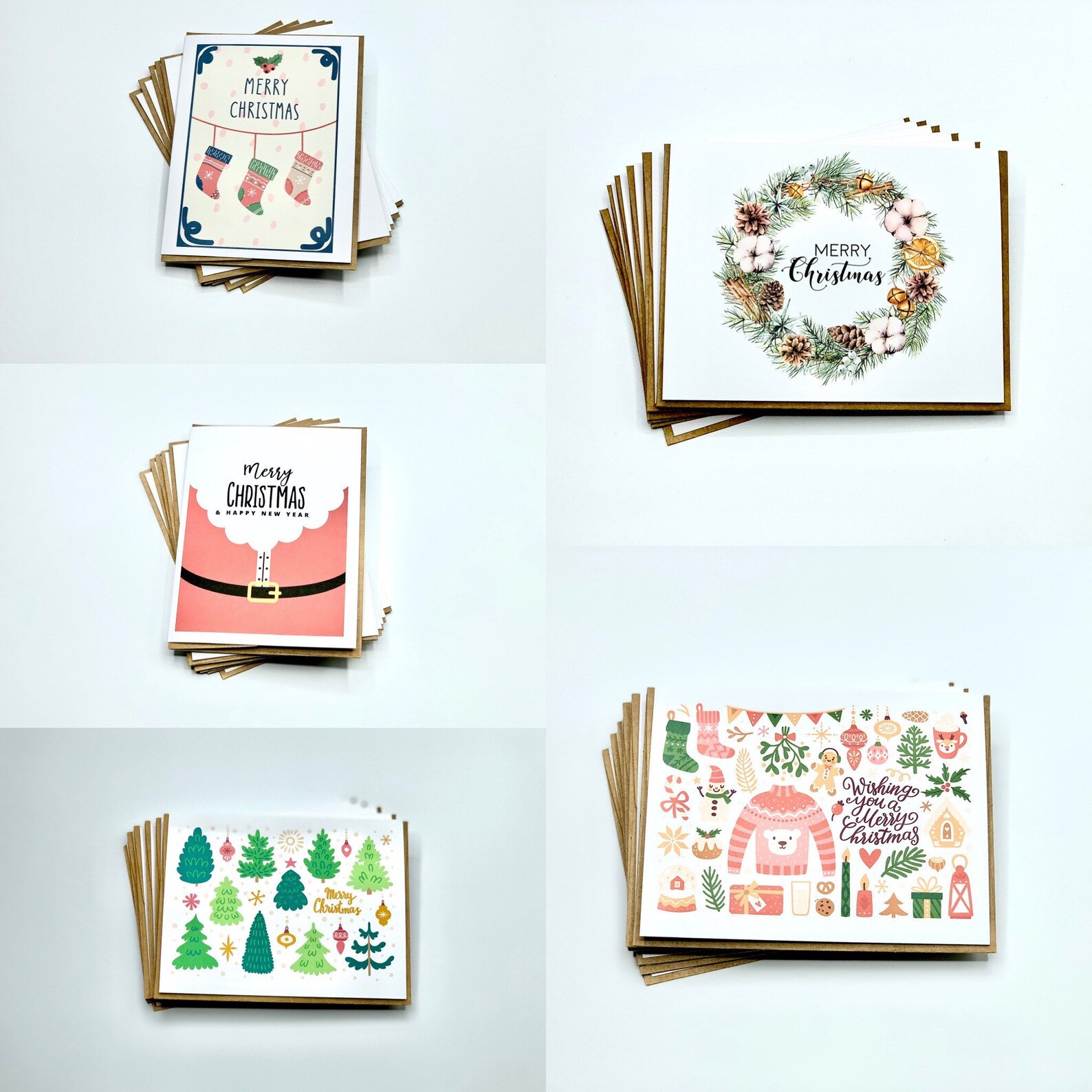 10 Pack Holiday Christmas Card Set Merry Christmas Holiday Etsy