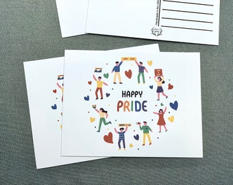 Pride Celebration Postcards - 4 Post Cards - penpal - letter - pride month cards - postcrossing - lbgt postcard - watercolor postcards