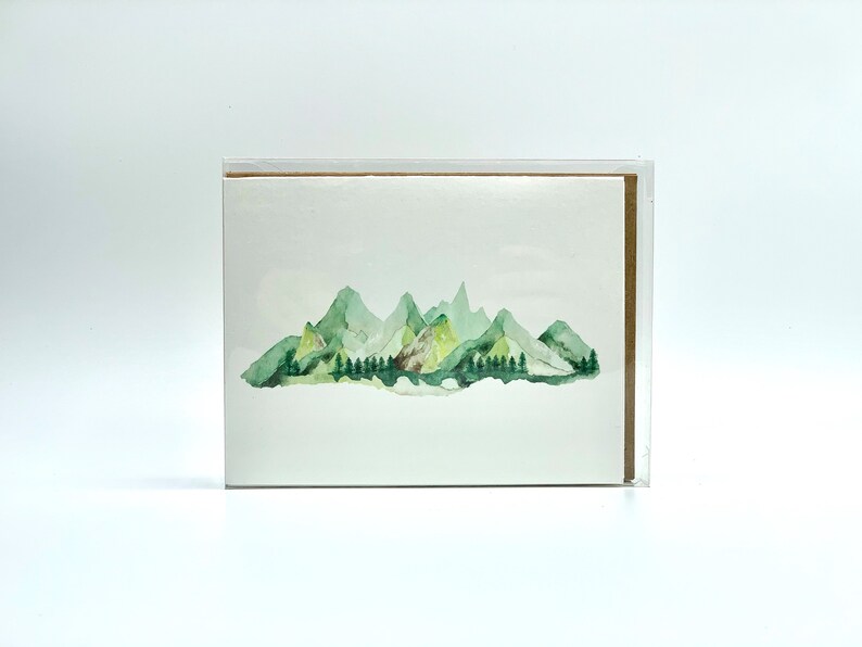 Mountains Card Mountain Cards Blank Greeting With Envelope - Etsy