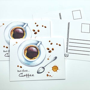 Carte postale de café - 4 cartes postales - correspondant - lettre - cartes de date de café - postcrossing - cartes postales expresso - cartes postales aquarelle - Starbucks