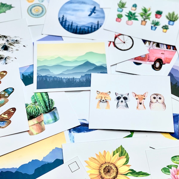 20 Pack Postcards, assorted Postcard, snail mail, letter, stationery, bulk gifts, bulk, notes, gift pen pal letter, post crossing post cards