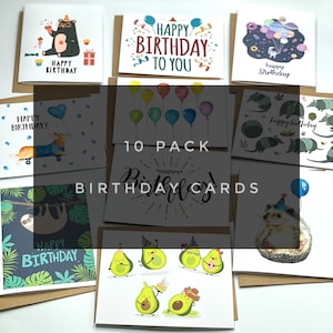 Lot de 10 cartes d'anniversaire avec enveloppes assorties parfaites pour toute célébration.