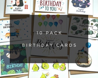 Birthday Card 10 pack with Envelopes assorted perfect for any celebration