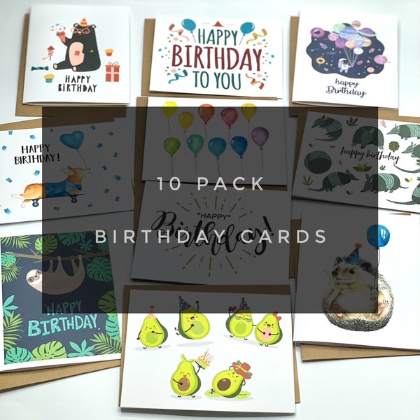 Birthday Card 10 pack with Envelopes assorted perfect for any celebration