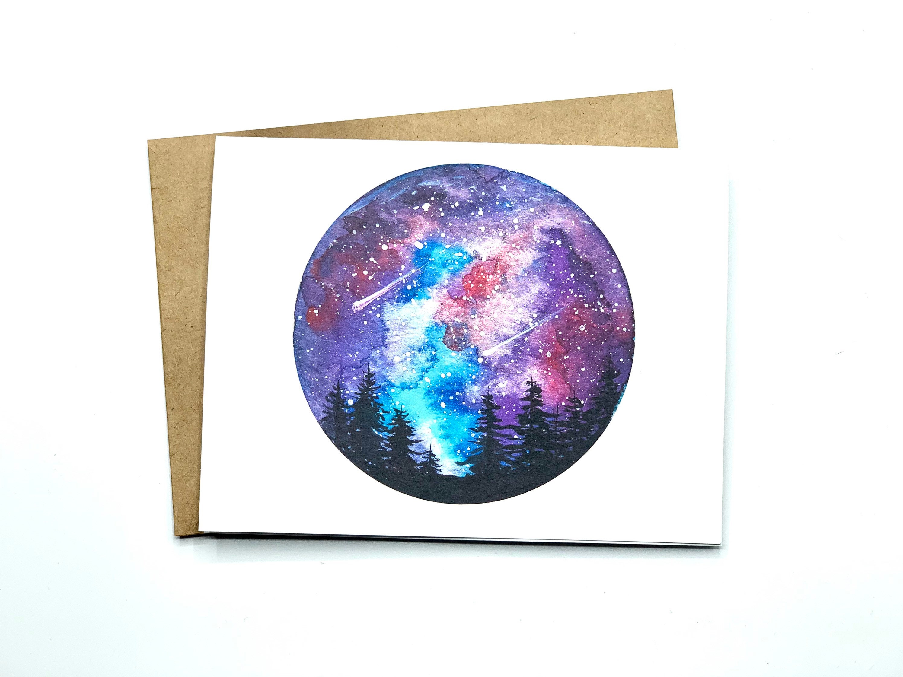 Watercolor Galaxy Greeting Card - Galaxy Cards - High Quality Cards ...