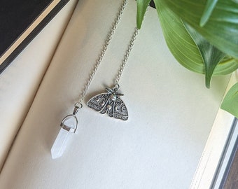 Chain Bookmark with Moth and Crystal, Moth Chain Bookmark