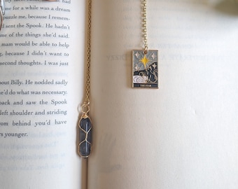 Tarot and Wrapped Crystal Chain Bookmark, Custom Bookmark, Gifts under 15,