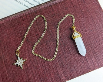 Crystal and Rhinestone Star Burst Gold Chain Bookmark