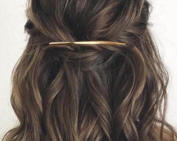 Minimalist Metal Hair Barrette, Crescent Metal Bar Clip, Dainty Gold Daily Hair Pin, Hair Clip for Thin Hair, Sisters and Girlfriends Gift
