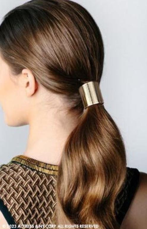 Minimalist Hair cuff, Modern Ponytail Holder, Matte Gold Silver Ponytail Cuff, Metal Hair Curler, Women's Boho Hair Accessories