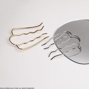Strong Hold Minimalist Hair Pin, Wave Wired Bun Holder, Hair Fork, Hair Pick, Wire Hair Pin, Updo Bun, 4 Legs Hair Prong, Metal Hair Stick