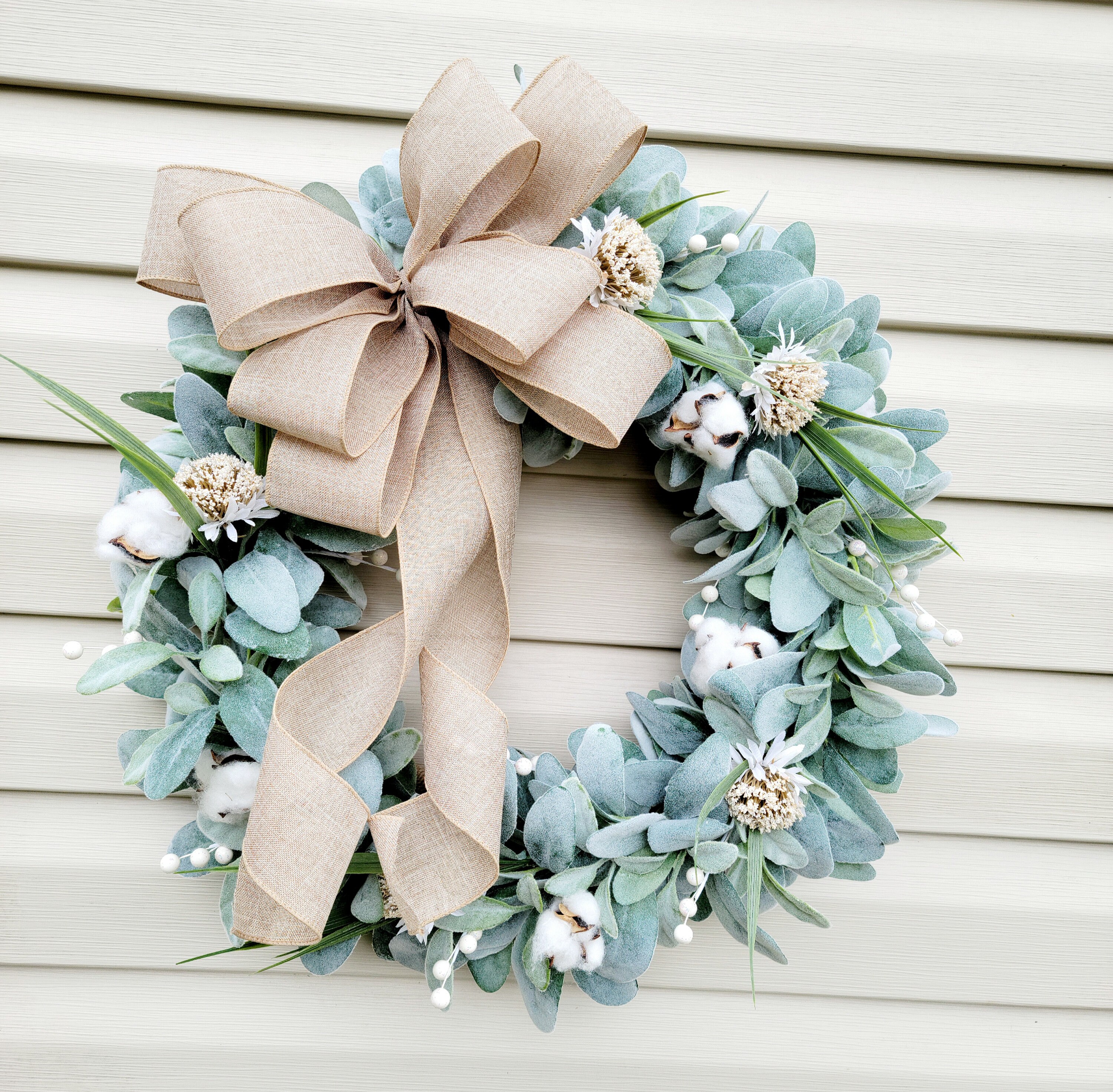 Lamb S Ear Wreath Front Door Greenery Wreath Year Round Etsy