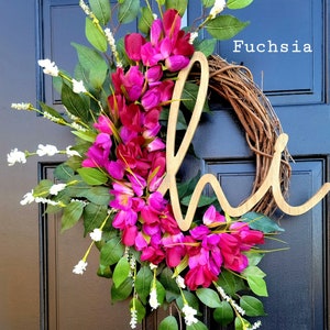 Spring Tulip Wreath for Front Door, Summer Tulip Wreath, Pink Floral Wreath, Hi Spring Wreath, Summer Tulip and Greenery Wreath, Door Dècor image 9